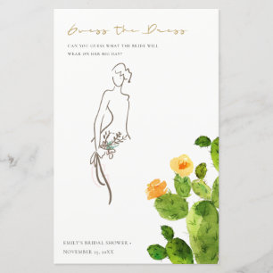 Cactus Floral Guess The Dress Brautparty Game