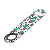 Cactus Floral Hexagon Muster Wasserfarbmonogramm Speed Flaschenöffner (Rückseite Schrägansicht)