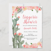 Cactus Floral Lingerie Duwer Einladung (Vorderseite)