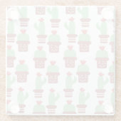 Cactus floral pot Pattern Pink Green Glasuntersetzer (Rückseite)