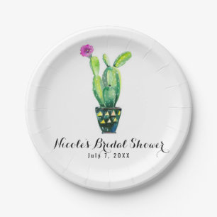 Cactus floral Rustic Southwestern Brautparty Pappteller