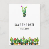 Cactus floral Rustic Southwestern Save the Date Ankündigungspostkarte (Vorderseite)