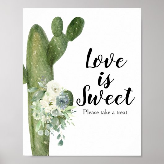 Cactus Floral Taco Bout Liebe ist süß Zeichen Poster (Vorne)
