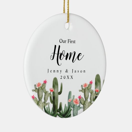 Cactus floral Unsere erste Zuhause Keramik Ornament (Rechts)