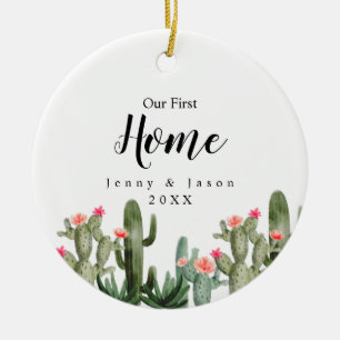 Cactus floral Unsere erste Zuhause Keramik Ornament