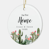 Cactus floral Unsere erste Zuhause Keramik Ornament (Links)