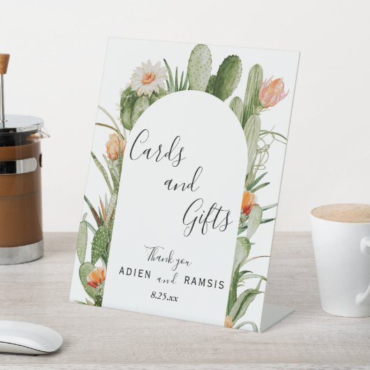 Cactus Floral Wüste Wedding Cards and Gifts Sign Sockelschild (In SItu)