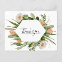 Cactus Floral Wüste Wedding Danke Postcard