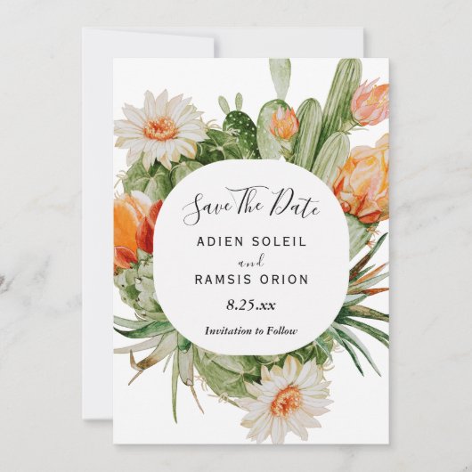 Cactus Floral Wüste Wedding rettet das Datum Save The Date (Vorderseite)