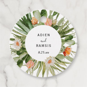 Cactus Floral Wüste Wedding Round Geschenkanhänger