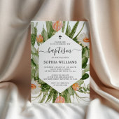 Cactus Flowers Frame Baptism Invitation Einladung