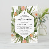 Cactus Flowers Frame Confirmation Invitation Einladung (Stehend Vorderseite)