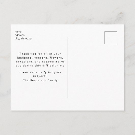 Cactus Funeral Loss of Life Danke Postcard Postkarte (Rückseite)