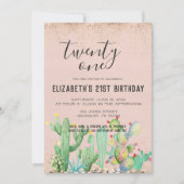 Cactus Garden 21. Geburtstag Party Einladung (Vorderseite)