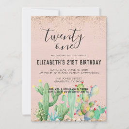 Cactus Garden 21. Geburtstag Party Einladung