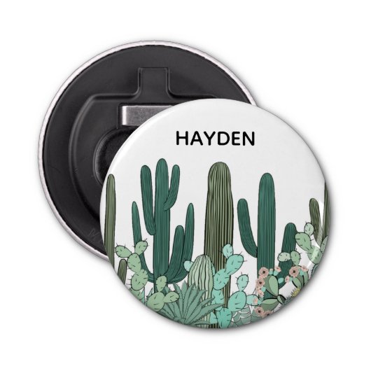 Cactus Garden Art Personalised Flaschenöffner (Vorderseite)