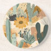 Cactus Garden Bohemisch Round Sandstone Untersetze Getränkeuntersetzer (Vorne)