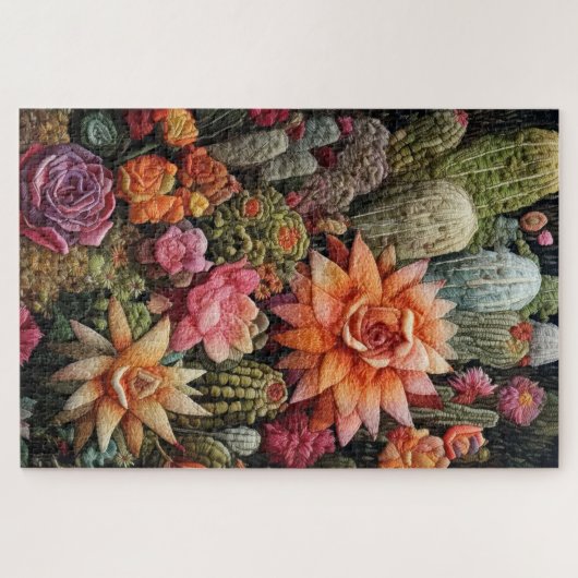 Cactus Garden Embroidery Puzzle (Horizontal)