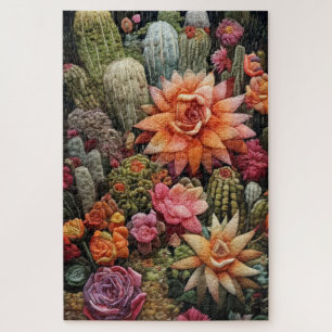 Cactus Garden Embroidery Puzzle