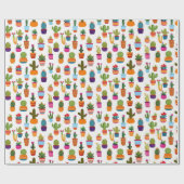 Cactus Garden House Pflanze Pots Plantations Geschenkpapier (Flach)