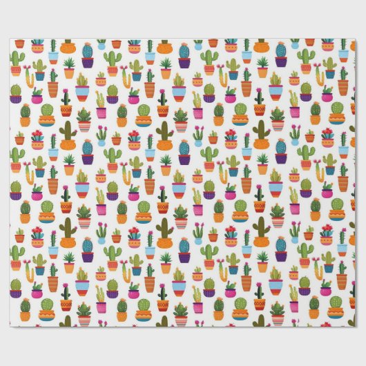Cactus Garden House Pflanze Pots Plantations Geschenkpapier (Flach)
