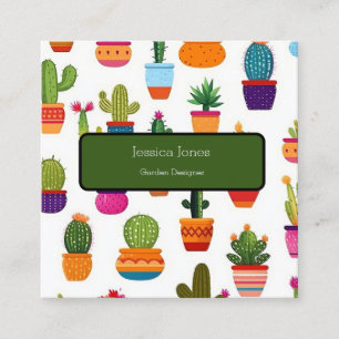Cactus Garden House Pflanze Pots Plantations Quadratische Visitenkarte