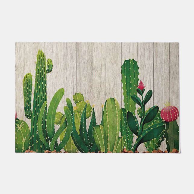 Cactus Garden Mat, Funny Cacti Zuhause Doormat Dek Fußmatte (Vorderseite)