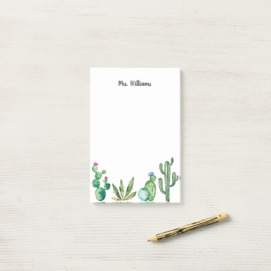 Cactus Garden Personalisiert Teacher Post-it Klebezettel (Auf Schreibtisch)