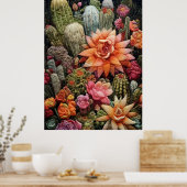 Cactus Garden Stickereikunst Poster (Küche)