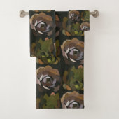 Cactus Garden Verlasse Grünes botanisches Muster Badhandtuch Set (Insitu)