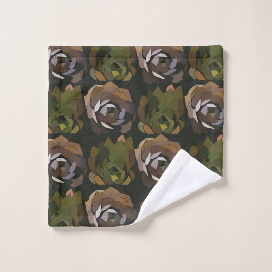 Cactus Garden Verlasse Grünes botanisches Muster Badhandtuch Set (Waschlappen)