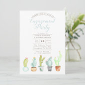 Cactus Garden | Watercolor Engagement Party Einlad Einladung (Stehend Vorderseite)