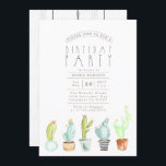 Cactus Garden | Watercolor Geburtstagsparty Einlad Einladung<br><div class="desc">Durch neu definierte Designs</div>