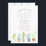 Cactus Garden | Watercolor Geburtstagsparty Einlad Einladung<br><div class="desc">Durch neu definierte Designs</div>