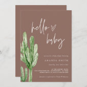 Cactus Gender Neutral Desert Hello Baby Shower Inv Einladung (Vorne/Hinten)
