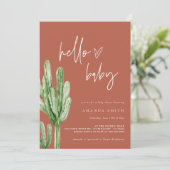 Cactus Gender Neutral Desert Hello Baby Shower Inv Einladung (Stehend Vorderseite)