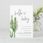 Cactus Gender Neutral Desert Hello Baby Shower Inv Einladung (Stehend Vorderseite)