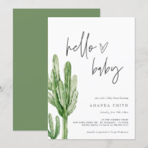 Cactus Gender Neutral Desert Hello Baby Shower Inv