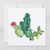 Cactus Geometric Gold Frame Wedding Einladung (Rückseite)