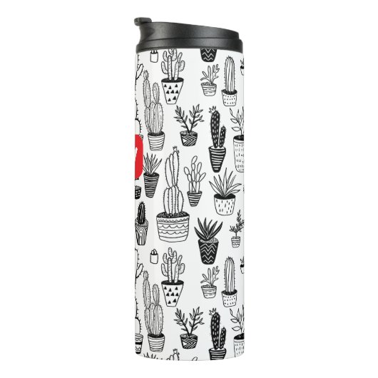 Cactus gepotted Pflanze Niedliches Muster CUSTOM G Thermosbecher (Nach rechts gedreht)