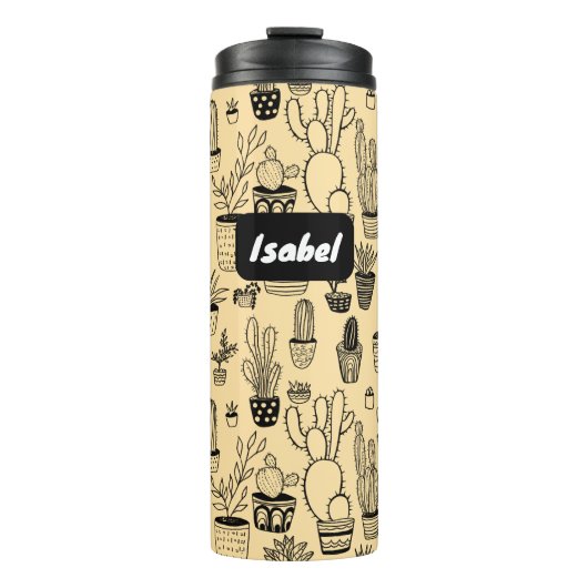 Cactus gepotted Pflanze Niedliches Muster CUSTOM G Thermosbecher (Vorderseite)