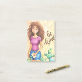 Cactus Girl Be Kind Post-it Klebezettel (Auf Schreibtisch)