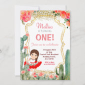 Cactus Girl Mexican Fiesta Birthday Party Einladung (Vorderseite)