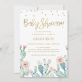 Cactus Gold Calligraphy Baby Shower Einladung (Vorderseite)