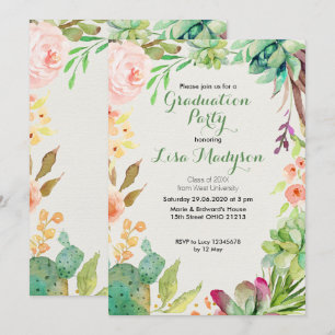 Cactus Graduation Party Einladung Südwesten