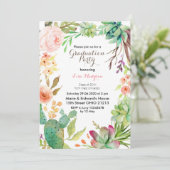 Cactus Graduation Party für Wasserfarben Einladung (Stehend Vorderseite)