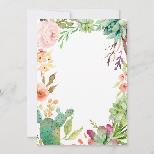 Cactus Graduation Party für Wasserfarben Einladung (Rückseite)