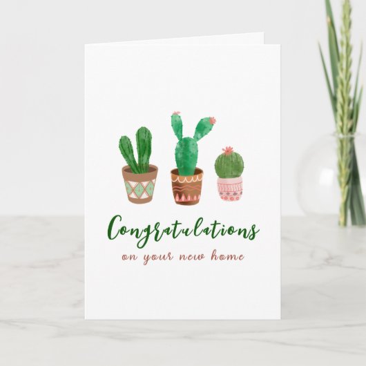 Cactus Gratulation Neue Zuhause Grußkarte Dankeskarte (Vorderseite)