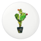 Cactus Green Desert Pflanze Boho Rustic Südwest Keramikknauf (Vorderseite)