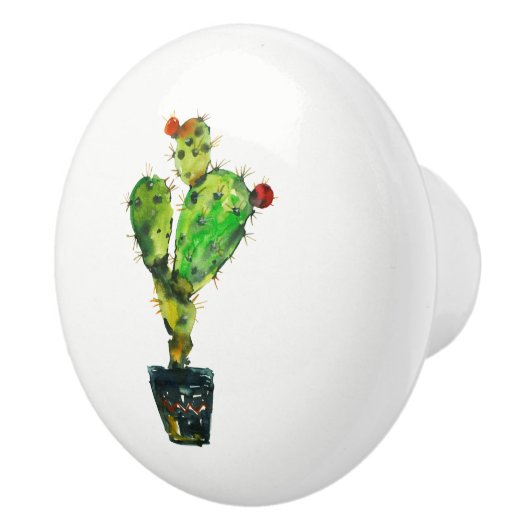 Cactus Green Desert Pflanze Boho Rustic Südwest Keramikknauf (Rechts)
